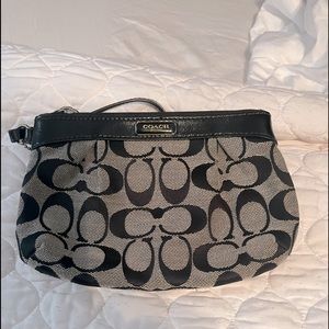 Coach Black Signature Coated Classic Wristlet